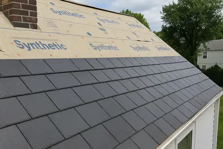 Synthetic slate roof installation in Bethany, OK